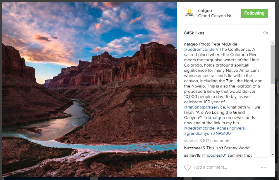 National Geographic опублікував знімок Гранд-Каньйону, який був вибраний з серії, зробленої фотографом Пітером Макбрайдом: