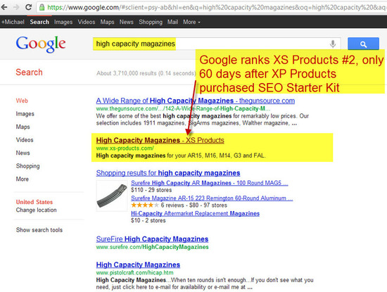 Google Ranks XS-Product # 2 - SEO для малого бізнесу отримує великі результати всього за 60 днів